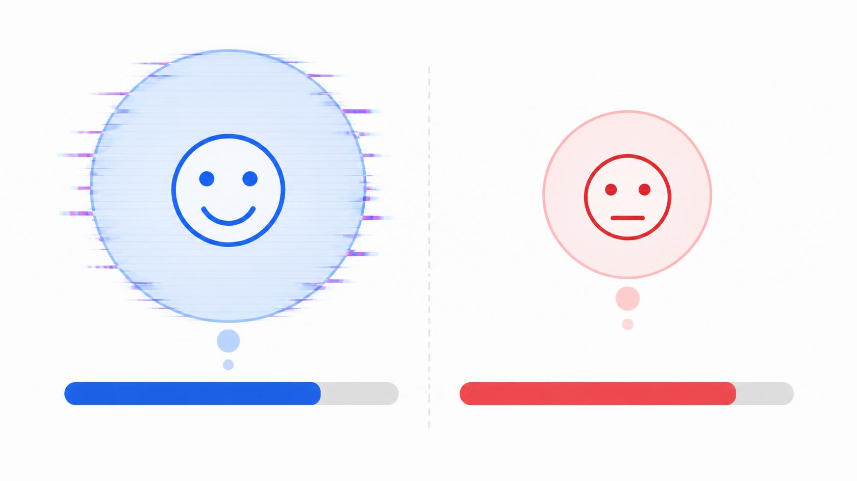 Um gráfico de percepção dual mostrando duas barras de tempo lado a lado: “Tempo Percebido” com carinha satisfeita, indicando aproximadamente 15 minutos, e “Tempo Real” com carinha neutra, indicando aproximadamente 18 minutos, com um efeito visual de scan lines horizontais ao redor da barra de percepção, evidenciando a natureza ilusória da estimativa subjetiva.