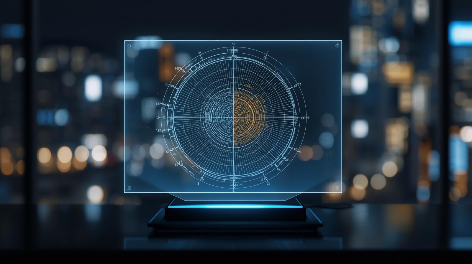 Auditoria visual: um gráfico de radar comparando as competências humanas isoladas versus as competências subsidiadas por algoritmos em um organograma corporativo.